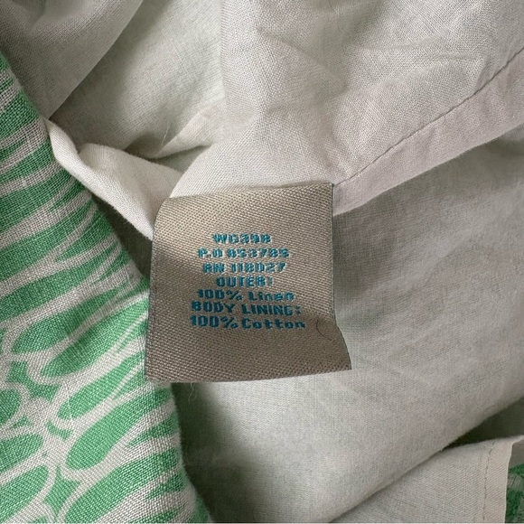 BODEN US 8 100% Linen green/white geo patterned skirt pockets lined - Picture 5 of 7